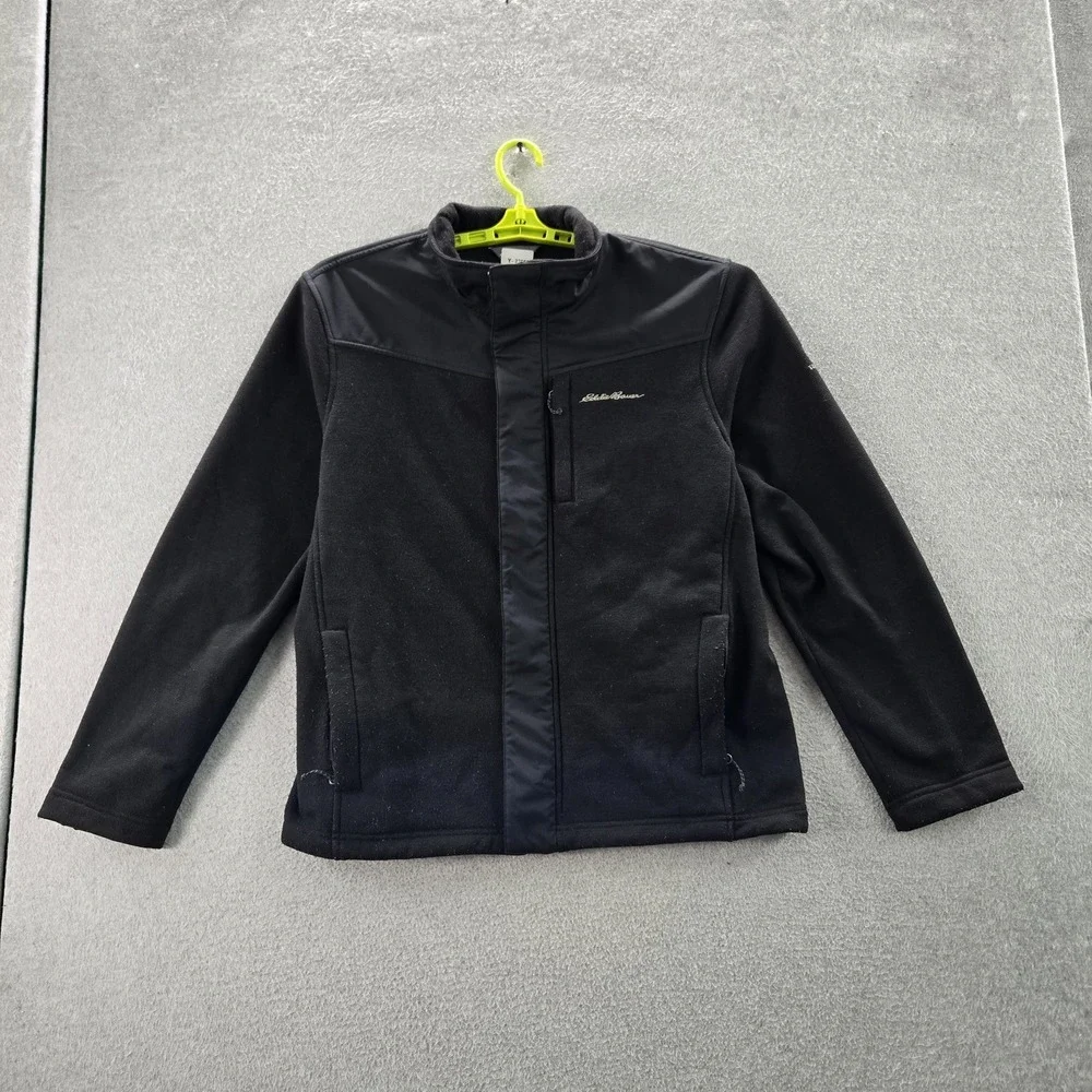 Eddie Bauer Men Jacket L‎ Black Gorpcore Logo Travex Zipper Long Sleeve
